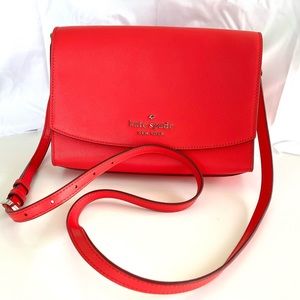 Kate Spade Carson Leather Crossbody Digital Red Handbag Retail $279